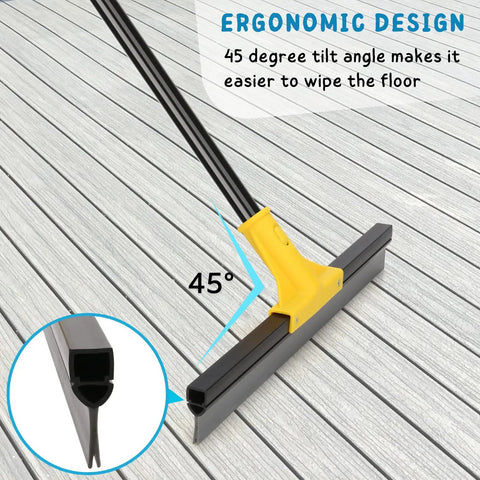 Heavy Duty Floor Squeegee Broom Workhorse With 18 Inch Rubber Blade And 60 Inch Long Handle for streak free cleaning on deck