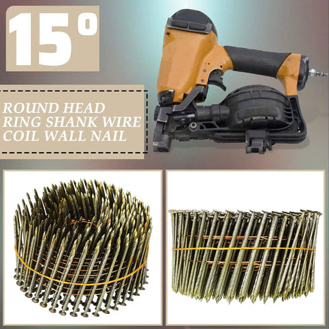 3600 Count Siding Nails 2 Inch 15 Degree Wire Collated Coil Nails For Sheathing Decking Fencing Replacement Parts Full Round Head Mild Steel Pro Grade Durable Nailing For Heavy Duty Projects next to nailer