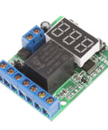Voltage Relay Module With Upper And Lower Limit Detection, On Off Control, Over Voltage Protection, Battery Charge And Discharge Timing, 0-99.9V Display, Works With DC 12V And 24V Systems For Auto, Marine, And Solar Projects, PCB relay board with 3-digit display