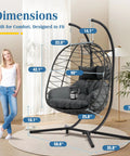 Two Person Foldable Hanging Egg Chair With Stand For Indoor Outdoor Use Wicker Porch Swing Chair Heavy Duty Rattan