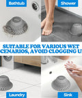 Hassle Free Shower Drain Hair Catcher For Tub And Sink Using Heavy Duty Mesh Strainer Design, fitted in bathtub, shower, sink, and laundry.