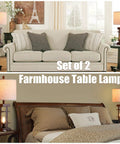 Living room and bedroom with Farmhouse Table Lamps Set With USB Ports And Touch Dimmers, 26 Inch Tall with dual light modes.