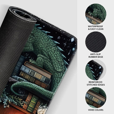 Mystical Gothic Library XXL Mouse Pad 31.5x15.7 Inches, Vintage Book Theme Desk Mat with non-slip rubber base and stitched edges