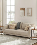 Set Of Two Rustic Brown End Tables Featuring Built Tough Industrial Frames Double Tier Storage in modern living room beside a sofa.