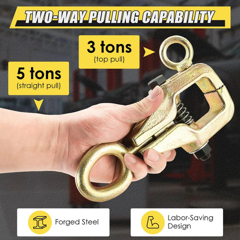 NATGAI 5-ton auto body pull clamp, forged steel, gold finish, two-way frame straightening tool