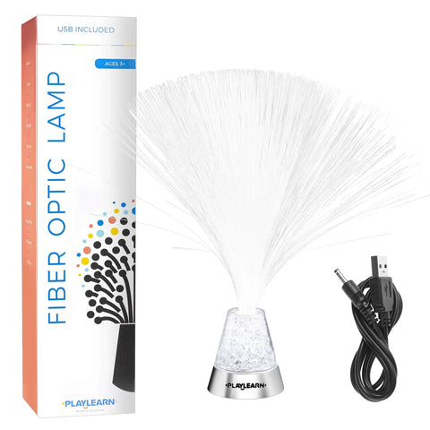 13 Inch LED Fiber Optic Lamp With Color Changing Crystal Base USB Or Battery Powered Mood Light Vibe Removable USB Cable