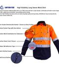 Mens Heavy Duty Go To Hi Viz Safety Shirt With Slick 360 Degree Reflective Tape Boss Level Ansi Class 3 Work Apparel All Day Comfort Cotton Utility Shirt Orange Navy Blend with reflective features and ventilation.
