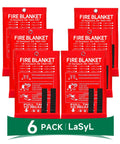 Emergency Fire Blanket 40 By 40 Inches Pack Of 6 for home safety, kitchen, camping, hurricane prep, visible packaging, front view.