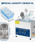 6L Ultrasonic Cleaner With Heated Function Digital Timer And Stainless Steel Tank 40kHz 240W Ultrasonic Power