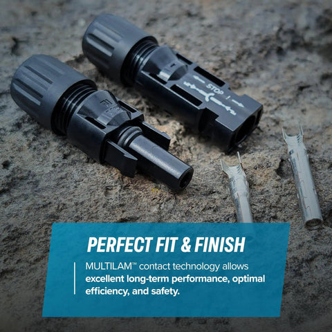 MC4 Solar Panel Connectors Set 10 Pairs With Snap In Locking For A Snug Plug And Play Fit laid on textured surface