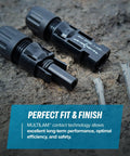 MC4 PV Solar Panel Cable Connector Pair For 8 AWG Solar Cables Made In USA with Snap In Locking and MULTILAM technology on rock surface