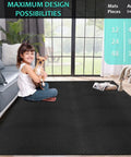 Child and dog on Interlocking 12 Tile Exercise Mat Set For Your Home Gym Setup With 24 By 24 Inch EVA Foam Flooring Puzzle Mats Black