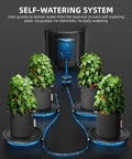 Gravity-Fed Self-Watering System 4-Pack With 13 Gallon Reservoir for indoor plants in grow tents and greenhouses, auto watering base.