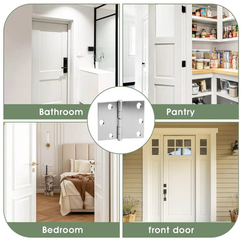 3 Inch Door Hinges Pack Of 12 Brushed Nickel Quiet Heavy Duty Metal Hinges With Soft Close For Hollow Core Doors Rust Resistant