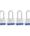 Heavy Duty Outdoor Padlock With Key, 4 Pack Keyed Alike For Gates, Fences, with Laminated Steel Body and Hardened Shackle