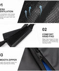 Close-up of 100L Duffel Scuba Bag For Diving And Watersports showing mesh ventilation, padded handle, and smooth zipper.