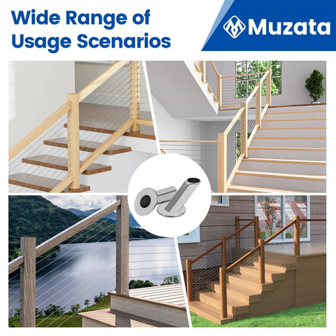 Upgraded 40 Pack 30 Degree Cable Railing Angle Sleeves For Wood Posts Fits 1/8 5/32 3/16 Inch Cables Stainless Steel Protectors for stairs