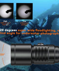 Lit Underwater Video Light 1200 Lumens 6500K With 120 Degree Wide Beam IP68 Waterproof To 150m Dual Modes ZJ18 Ball Joint