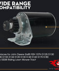 Beefed Up Drop In Starter Motor Replacement for John Deere Riding Lawn Mower GX85, D Series Models, compatible with flywheels