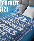 Gearhead Engineer Gift Throw Blanket For Mechanical Electrical And Computer Engineers Blue Flannel 65 By 50 Inches Cozy Techie Gift For Nerds And Makers on bed