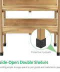 Outdoor Garden Potting Bench With Metal Top Storage Shelf And Three Hooks Durable Fir Wood Workstation for planting, double shelves