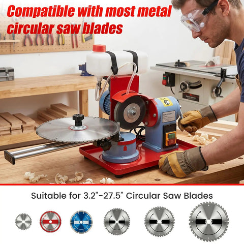 Badass Circular Saw Blade Sharpener And Electric Grinder restores dull steel to razor sharp edge for smooth woodworking cuts.