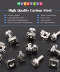 Rock Solid Heavy Duty M5 And M6 Cage Nut Screw Kit With Washers Square Hole Rack Mount Hardware For Server Cabinets Top Shelf 160 Piece Kit showing nickel-plated screws and cage nuts.