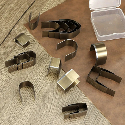 All In One Leather Corner Punch Kit With 18 High Speed Steel Dies 6 Sizes And 3 Shapes Pro Grade Manual Craft Tool on wood table