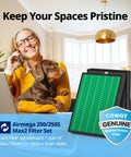 Woman holding dog with Airmega 250/250S Replacement Filter Set With Max 2 HEPA Filter And Activated Carbon Filter AP-1720-FP