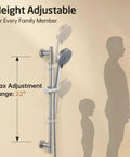 Adjustable Shower Head With Slide Bar And Extra Long Hose For Easy Rinsing 5 Function Handheld Shower Head With Wall Mount