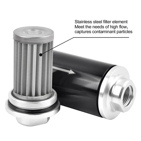 Inline Fuel Filter 100 Micron With 6AN 8AN 10AN Adapters And Bracket Clamp 50mm Universal Fit For Cars Trucks And More Make Your Ride Clean Aluminum Alloy Body With Stainless Steel Filter Element