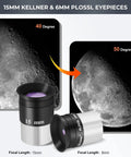 Beginner Telescope Accessory Kit With 8 Pieces Featuring Fully Coated Eyepieces, 2X Barlow Lens, Moon Filter, Color Filters, And A Sturdy Carry Case - 15mm and 6mm eyepieces