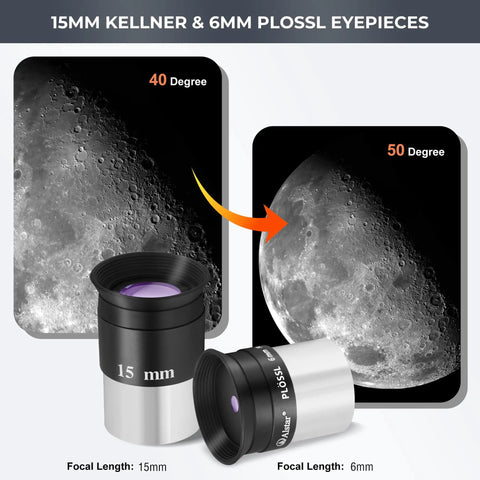 Beginner Telescope Accessory Kit With 8 Pieces Featuring Fully Coated Eyepieces, 2X Barlow Lens, Moon Filter, Color Filters, And A Sturdy Carry Case - 15mm and 6mm eyepieces