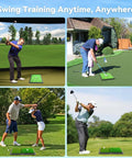 Pro-Grade Indoor Outdoor Golf Practice Mat For Chipping And Swing Path Training in various practice settings