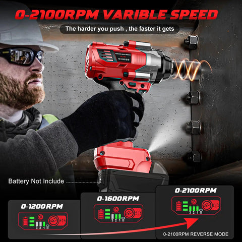 Badass Cordless Impact Wrench For Fast Car Tire Fixes Featuring Knockout Torque and Slick Four Speed Modes with Bright Built In Work Light in use with variable speed settings.
