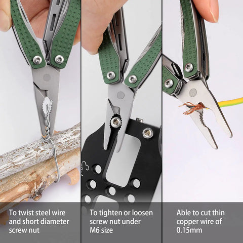 EDC Keychain Multitool 10 In 1 Mini Pocket Knife With Needlenose Pliers And Scissors Everyday Carry Gadget for wire and nut work.