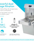Wall Mounted Water Fountain With Bottle Filling Station, High Capacity Cooling, Sensor Dispensing, Dual Filtration system