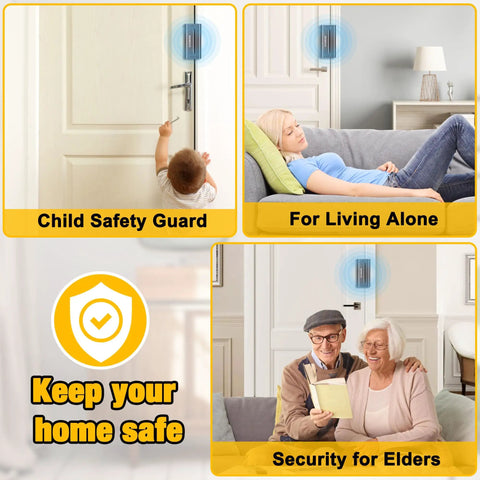 Ultra Tough 3 Inch Door Reinforcement Lock For Inward Swing Doors All Aluminum Security Bar Withstanding 1000 Lbs Of Force 15X Stronger Than A Traditional Deadbolt Defender Style Lock For Kid Safety And Preventing Unauthorized Entry Black shown in different home security scenarios.