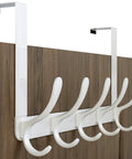 Over The Door Coat Hooks With Five Hooks And Towel Rack Door Hanger For Coats And Clothes Space Saving White Organizer For Bathroom Or Bedroom Fits Doors From One And Three Eighths To One And Three Quarters Inches Keeps Towels From Slipping