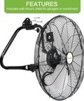 20 Inch High Velocity Floor Fan With 3 Speeds Beast Mode Heavy Duty Industrial Metal Fan with wall mounting system shown