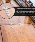Installed Six Pack Marine Grade T Hinges Heavy Duty T Hinge 6x3 Inch Stainless Steel Boat Hinges on wooden deck hatch