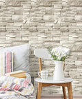 Stone Brick Wallpaper Peel And Stick Vinyl For Walls 17.7 In By 118.1 In Removable Backsplash in bedroom decor