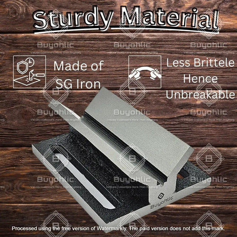 Boss Level SGI V Block Jig Fixture For Center Drilling Round Workpieces Up To Two Inch Capacity Built Tough From Solid Iron, sturdy SG iron material.