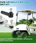 EZGO TXT Golf Cart Ball Joint Kit And Tie Rod End Set Fits 2001 Up 36V Electric Or Gas, Built Tough Right And Left Tie Rod Ends And Steering Back Outer Ball Joint 70695-G01 70902-G01 70902-G02 OEM Compatible. Black and silver tie rod ends and ball joints for EZGO TXT golf carts
