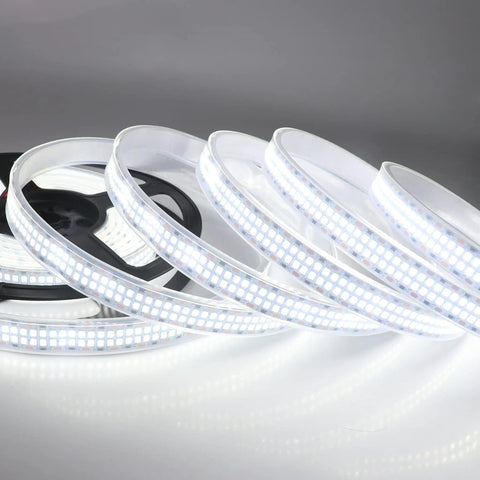 Ultra Bright Double Row Led Strip Lights 16.4ft 12V Daylight White 6500K 480 LEDs Per Meter Waterproof IP67 coiled display