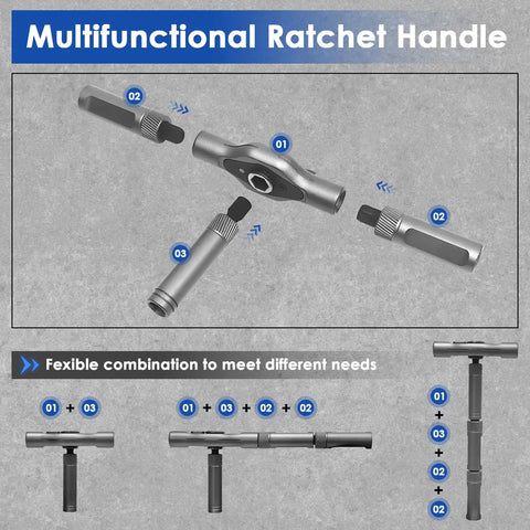 24 In 1 Magnetic Ratchet Screwdriver Set With Detachable Handle showcasing multifunctional ratchet handle