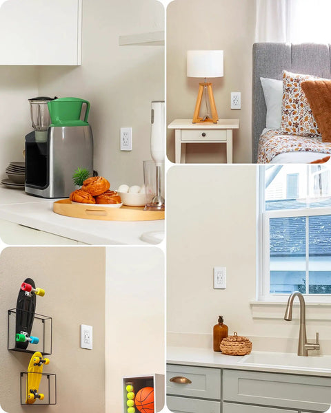 15Amp Gfci Outlet With Usb Ports, Type A And Type C Charging Hub, Pack Of 2, ETL Certified installed in kitchen and bedroom settings.