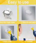 Steps to use the Four Pack 10 x 10 Inch Drywall Repair Kit With Self Adhesive Mesh Patches for wall repair.