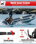 Nazeaob 2 Stroke 18HP Outboard Motor For Fishing Boats 246CC Heavy Duty Engine With CDI Ignition And Water Cooling System Long Shaft Boat Engine With Three Gear F N R 4500 To 5500 RPM Beast installed on an inflatable boat on water