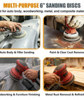 17 Hole Dust Extraction Sandpaper Discs 6-Inch 60 Grit Hook And Loop Orbital Sanders for auto body sanding and woodworking